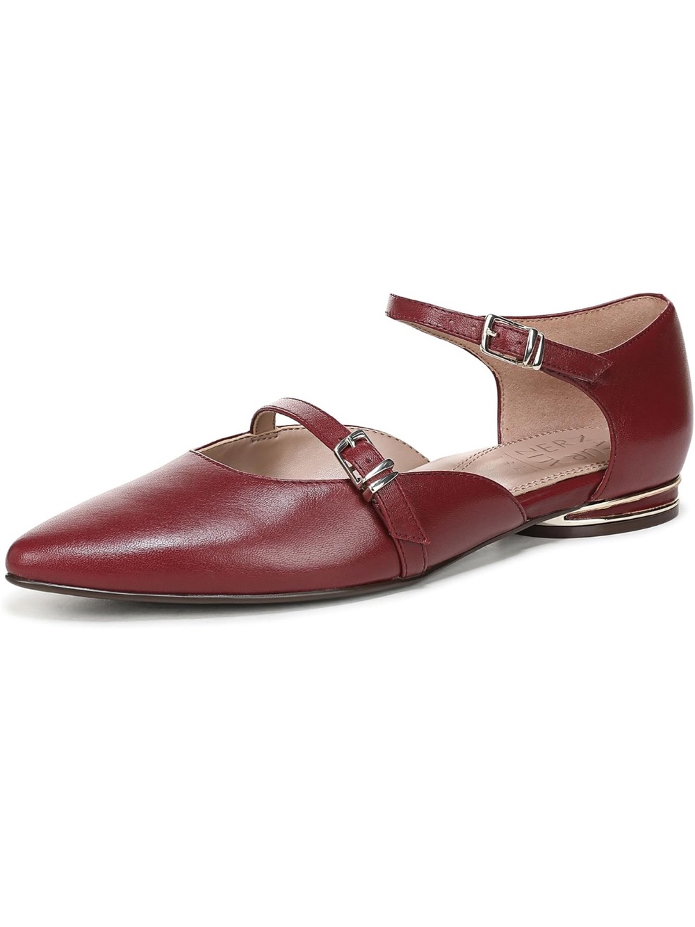 Naturalizer Women's Burgundy Pointed Mary Jane Flats - Classic Everyday Style